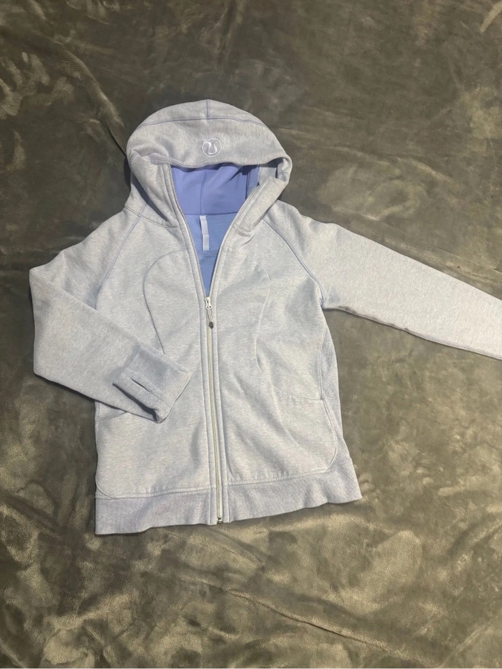 Lululemon Blue Full-Zip Scuba Hoodie.